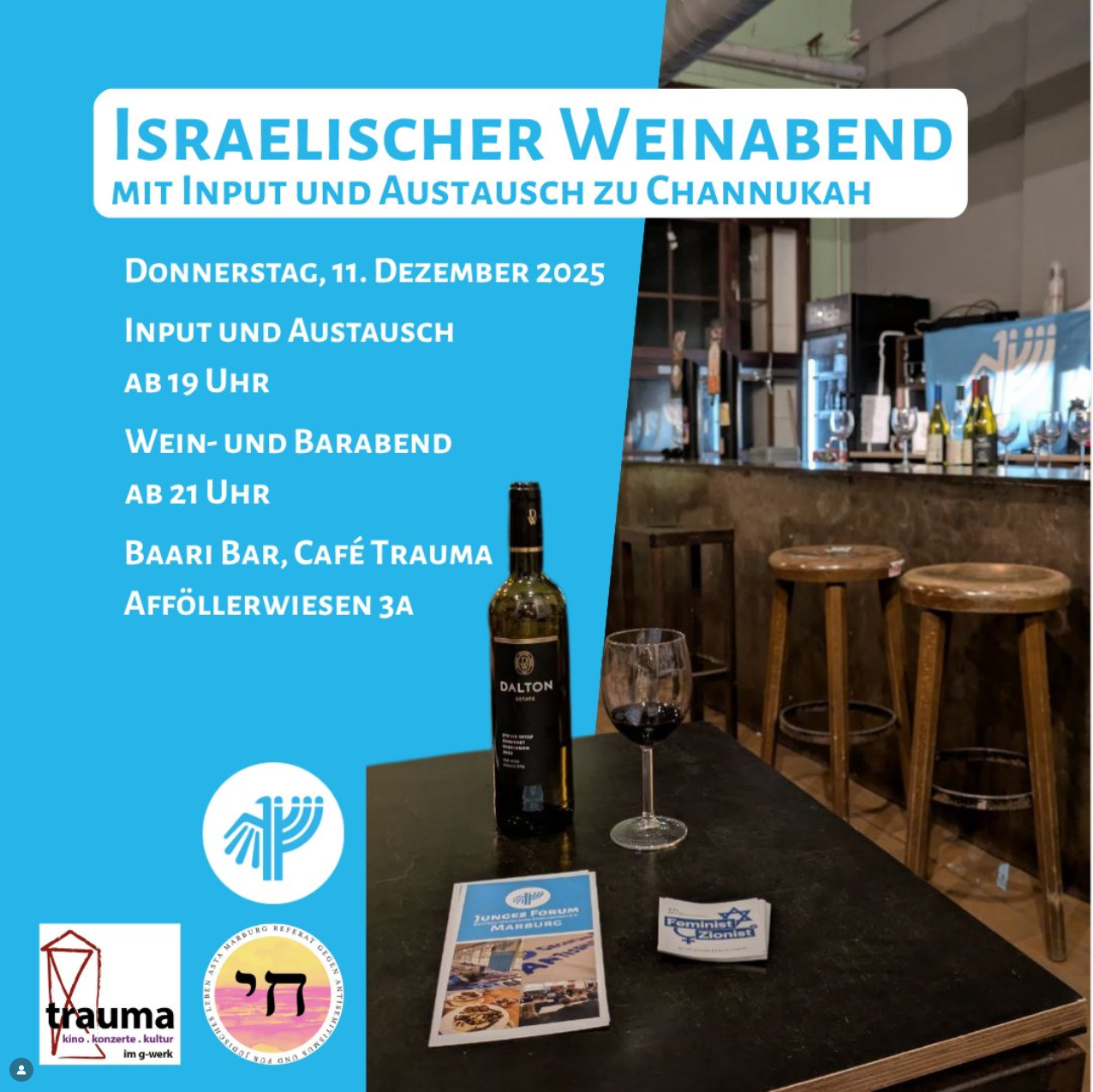 Israelischer Weinabend mit Input zu Channukah